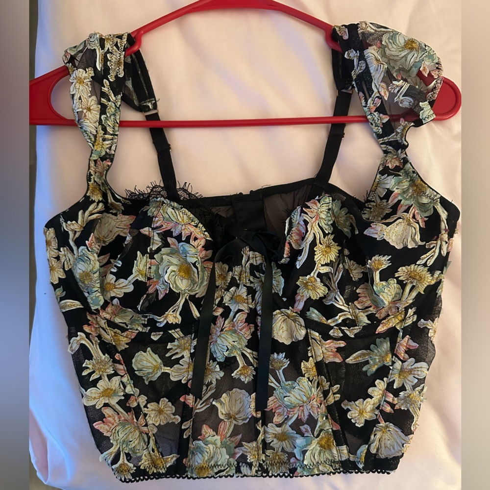 Black Floral Victoria Secret Corset Top